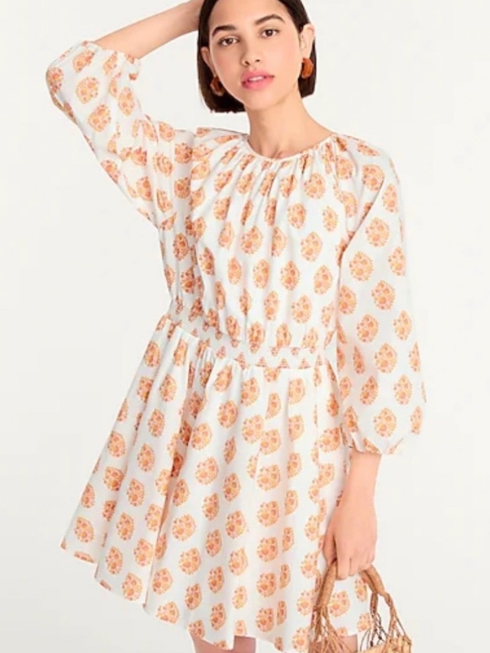 J. Crew Smocked Waist Mini Dress in Gathered Floral Block Print Size S
